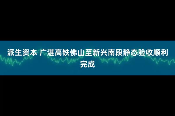 派生资本 广湛高铁佛山至新兴南段静态验收顺利完成